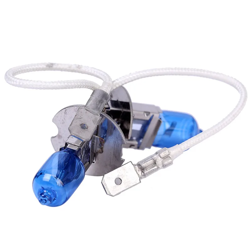 2Pcs 12V 55W H3 HeadLight Lamp Xenon Dark Blue Glass Replacement Car H3 Halogen Light Bulb Super White Car Led Lamp