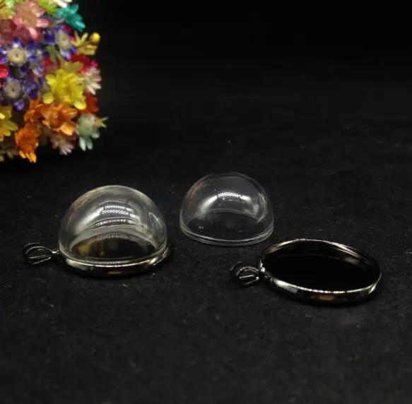 50pcs 20mm clear Half Round Glass globe bubble mix color classic tray Pendant Oval buckle Set DIY glass dome cover jars necklace