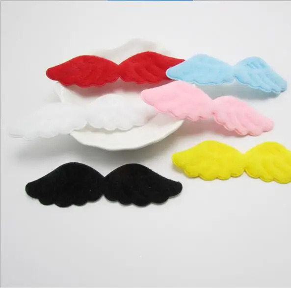 40 Stück/Los, 10,5 x 3,5 cm, gemischte, gepolsterte, flauschige Filz-Applikationen in Form von Engelsflügeln für Kinder-DIY-Patches und Baby-Kopfschmuck-Accessoires. – Detail 3