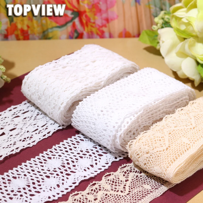 3.5-7CM 20YARD/LOT Lace Accessories Cotton Edge Theory  Sweater Side Skirt Full Cotton Curtain Sofa Diy Cotton Lace TRIM