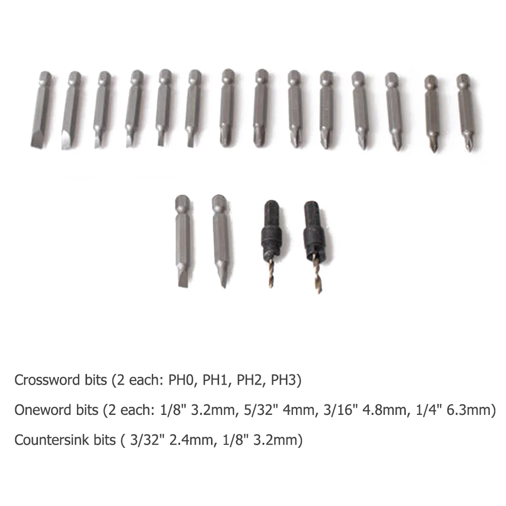 20pc Swivel Head Half Time Drill Driver Tools Quick-Change Countersink Drill Bit Screwdriver Set Screw Driver Swivel Head Tool