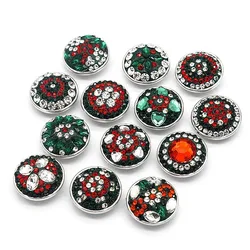 New Fashion natale stile verde e rosso strass e argilla manuale 18MM bottoni automatici accessori per gioielli a scatto fai da te bellezza KB0328