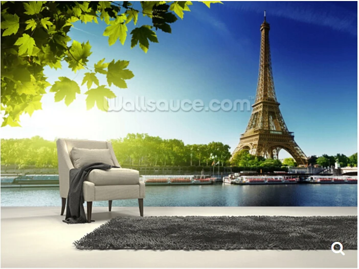 

Custom natural landscape wallpaper, River Seine,3D photo mural for living room restaurant bedroom backdrop waterproof wallpaper