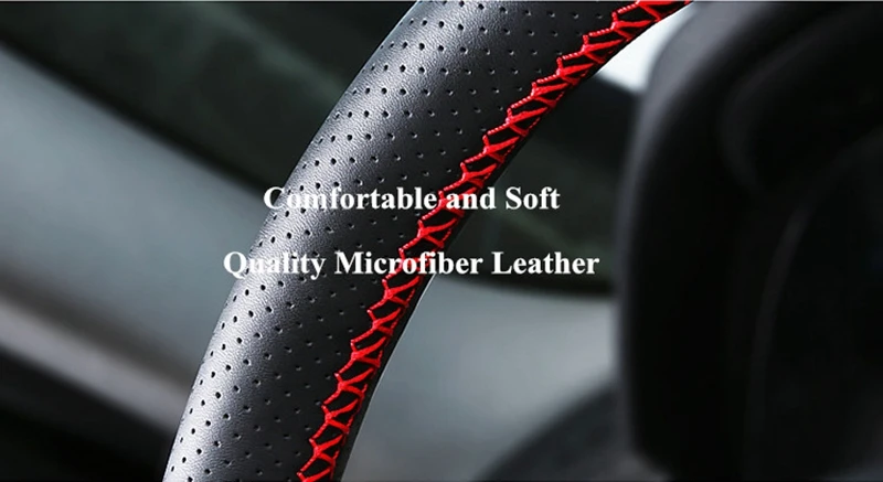 Anti-slip Faser Leder DIY 38cm Auto Lenkrad Abdeckung Mit Nadeln Und Faden Automobil Innen Zubehör universal – Detail 1