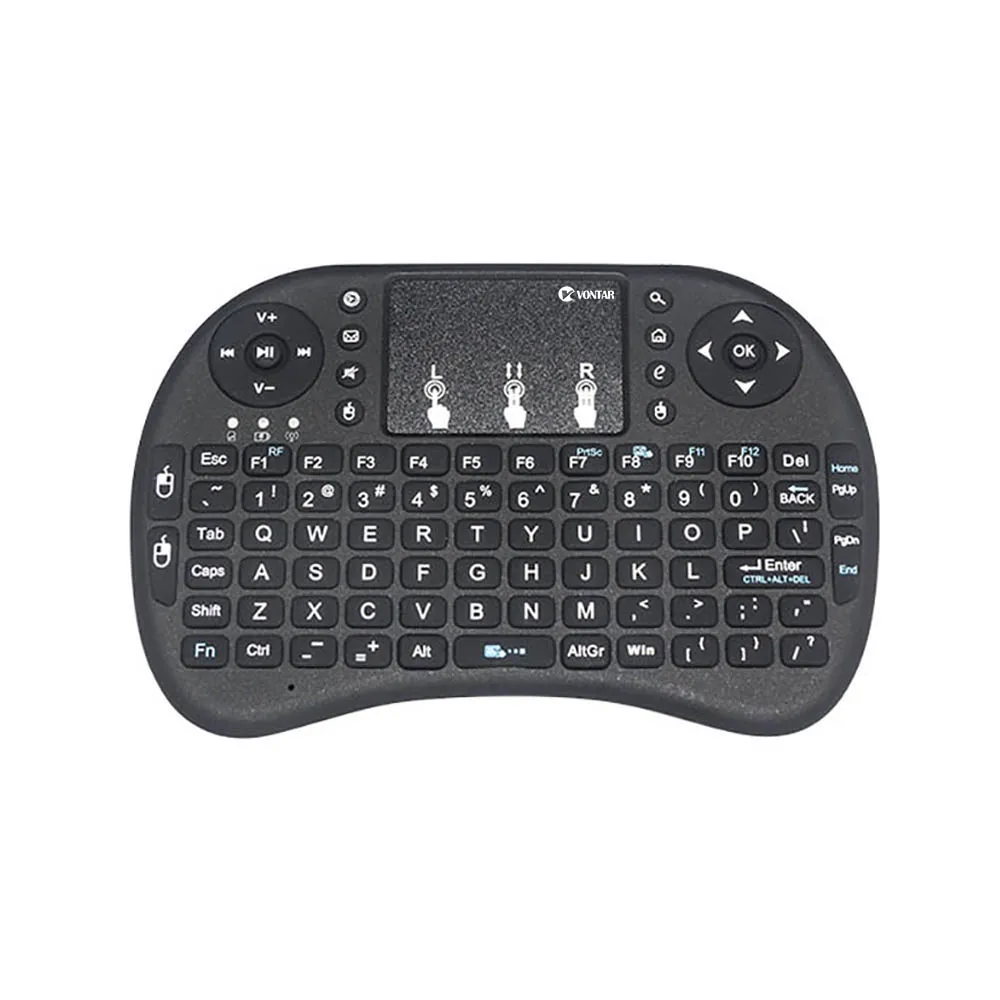 VONTAR i8 English Russian french Backlight Mini Wireless Keyboard 2.4GHz air mouse Backlit Touchpad Handheld for Android TV BOX