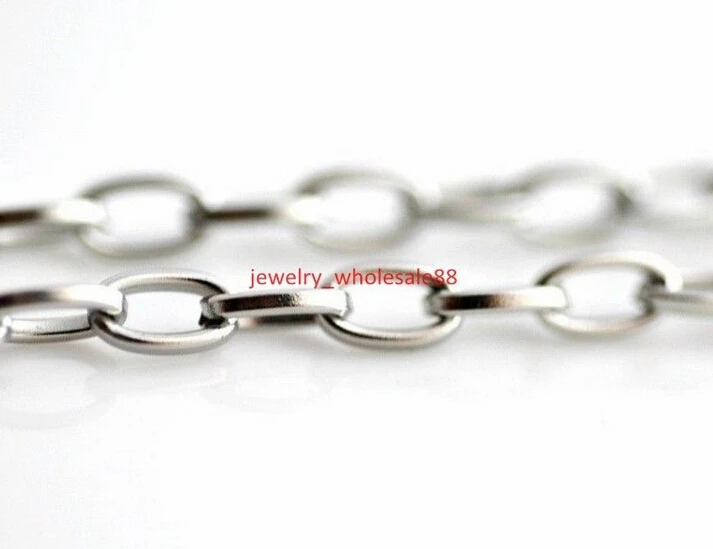 

Lot of 5m/bag 4mm Fashion Flat Oval Link Chain Stainless Steel Jewelry Finding Chain DIY Marking