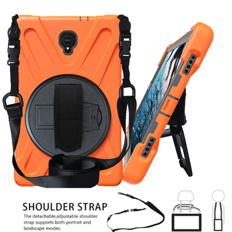 

For Samsung Galaxy Tab A 2018 T590 T595 T597 10.5'' Kids Safe Shockproof Heavy Duty Silicone+PC Kickstand Cover+Shoulder Strap