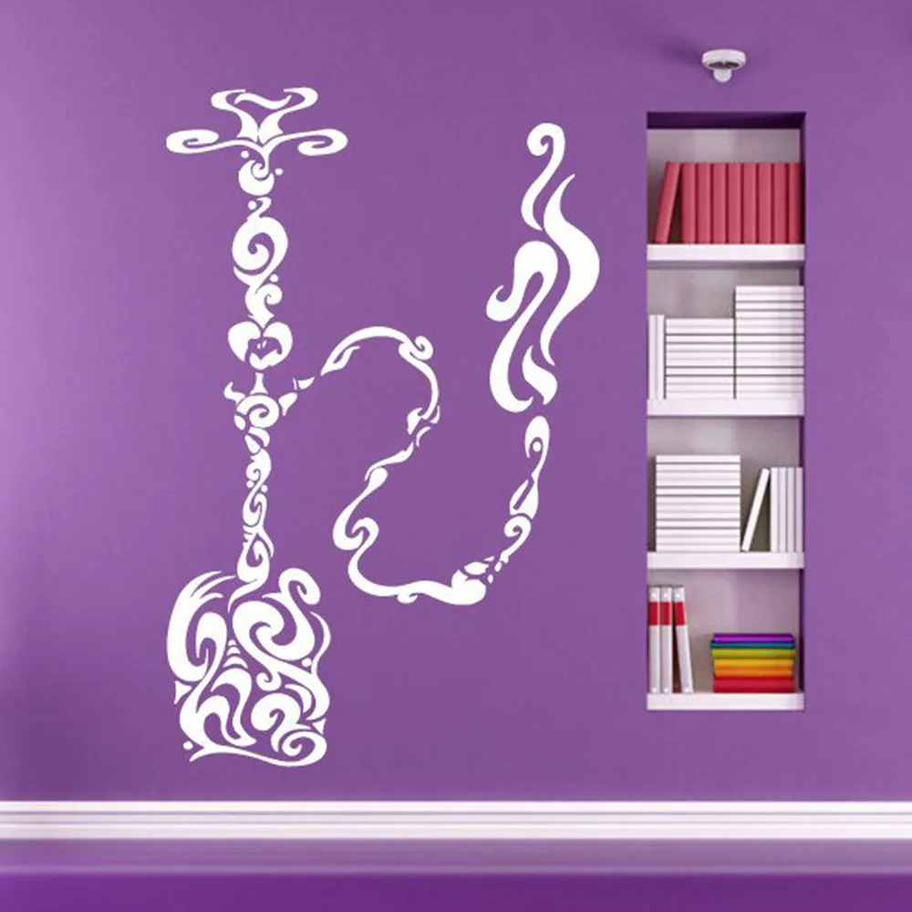 Hookah Wall Decals Art Wall Sticker Hookah Bar Wallpaper Old Fashion Self Adhesive Smoking Tobacco Flavor Pattern Removable B296