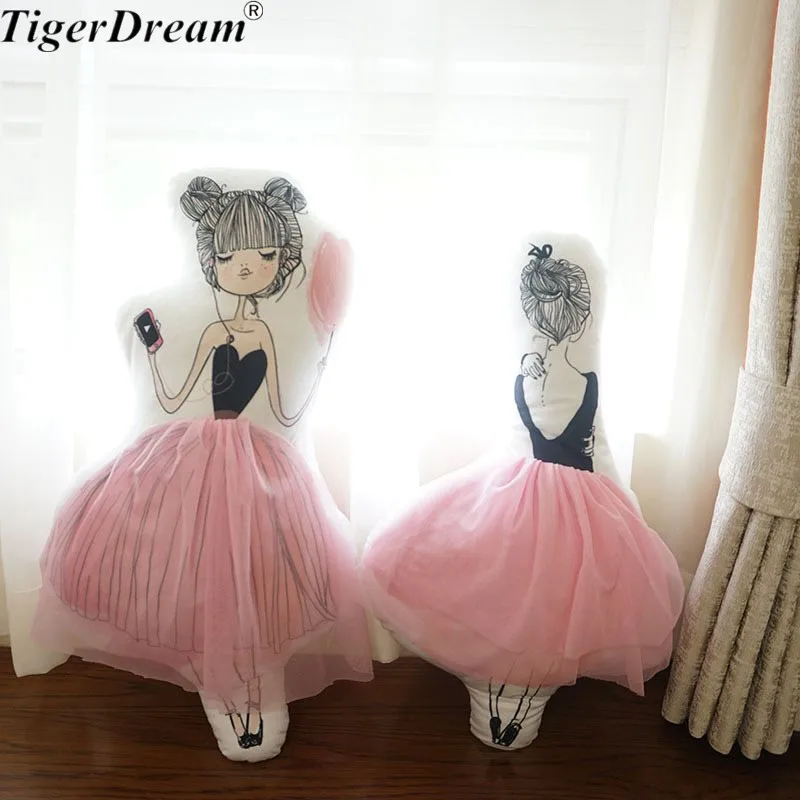 

Ins style ballerina girl stuffed cushions pink gauze plush toys washable doll children's room decoration sleeping pillows