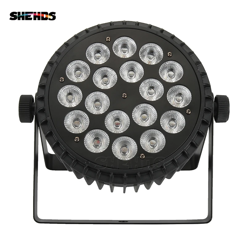 Liga de alumínio Flat Par LED Iluminação, DMX512 Disco Lights, Professional Stage DJ Equipment, 18x12W e 18x18W Luzes, 6in 1, Venda quente