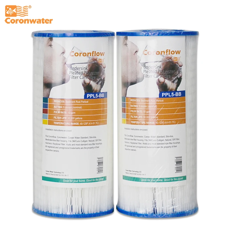 Coronwater 4.5 "Geplooide Polyster Waterfilter Cartridge 5 Micron Voor Sediment Water Filtratie PPL5-BB