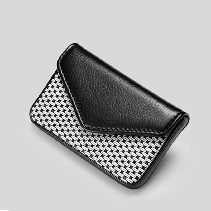 Maideduod Big Fashion Capacity Business Name Card Holder Credit Card Holder Unisex PU Leather Solid Visit Card Case Metal Wallet