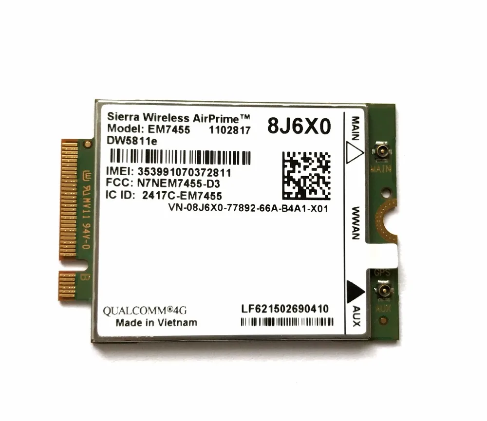 EM7455 DW5811E PN 8J6X0 FDD/TDD LTE CAT6 4G modul 4G karta pro E7270 E7470 E7370 E5570 E5470 precizní 7720 7520 3520 7510