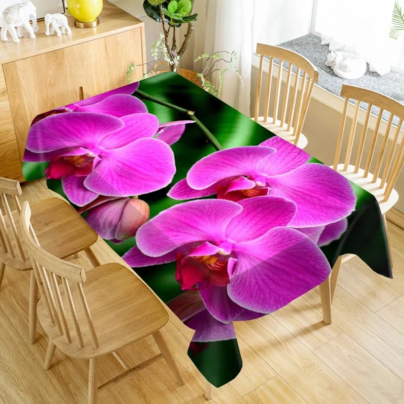 Orchid Flower Tablecloth Washable Cloth Thicken Oxford Rectangular Table Cloth for Wedding Customizable size 100X140cm/140X200cm