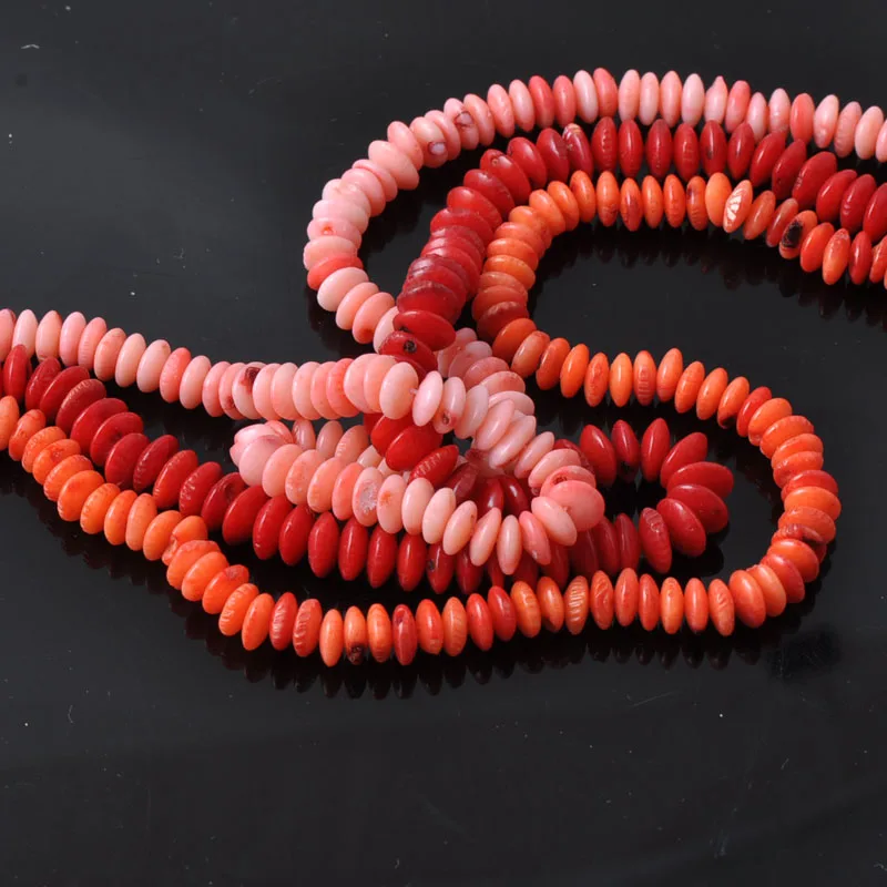 Flat Round Natural Coral Beads For Jewelry Diy making 1 Strand about 30cm TRS0049