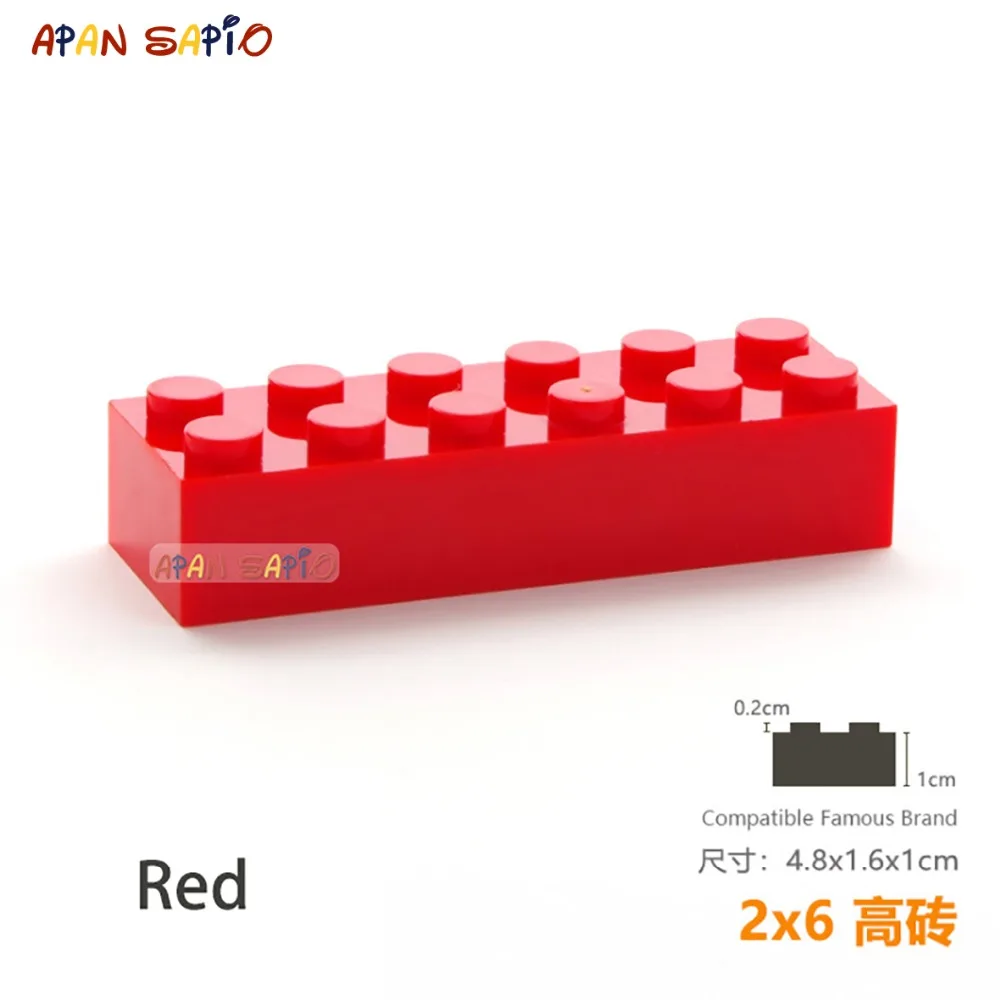 5pcs/lot DIY Blocks Building Bricks Thick 2X6 Educational Assemblage Construction Toys for Children Size Compatible With Brand