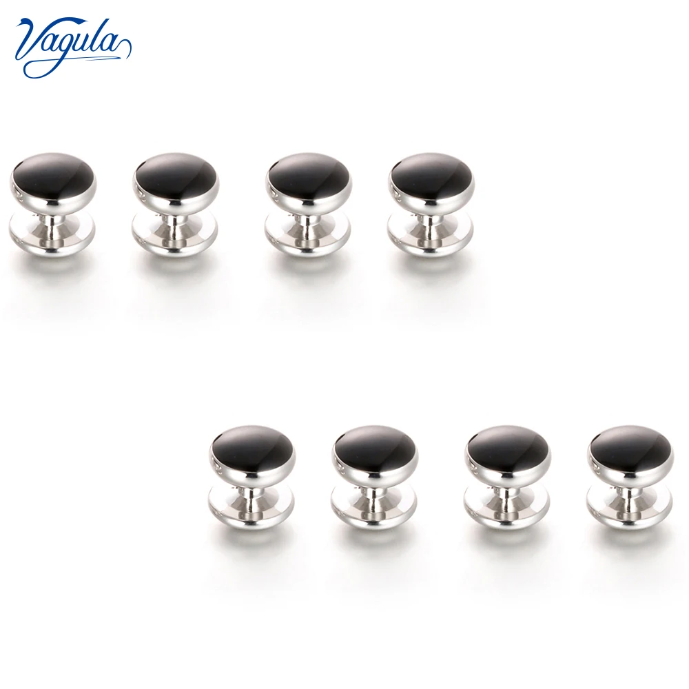 

VAGULA Classical 8PCS SET Tuxedo Collar Stud Sleeve Button Uniform Shirt Cuff links Top Luxury Brand Bonito Gemelos V21