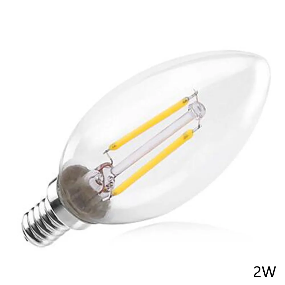 Bombilla LED E14 de 10 piezas, lámpara de araña con filamento, AC220V, C35, Edison, Retro, antiguo, Estilo Vintage, blanco frío/cálido, 2W/4W/6W