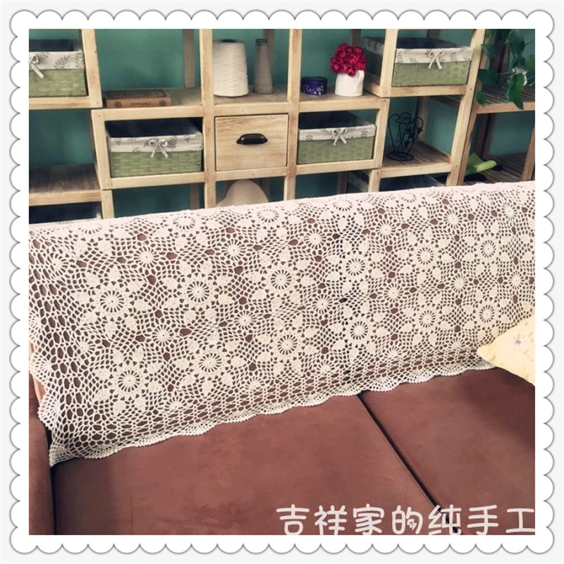 Hot selling European fashion 100% natural cotton crochet sofa cover as back rest towel for couch decoration from china for sale