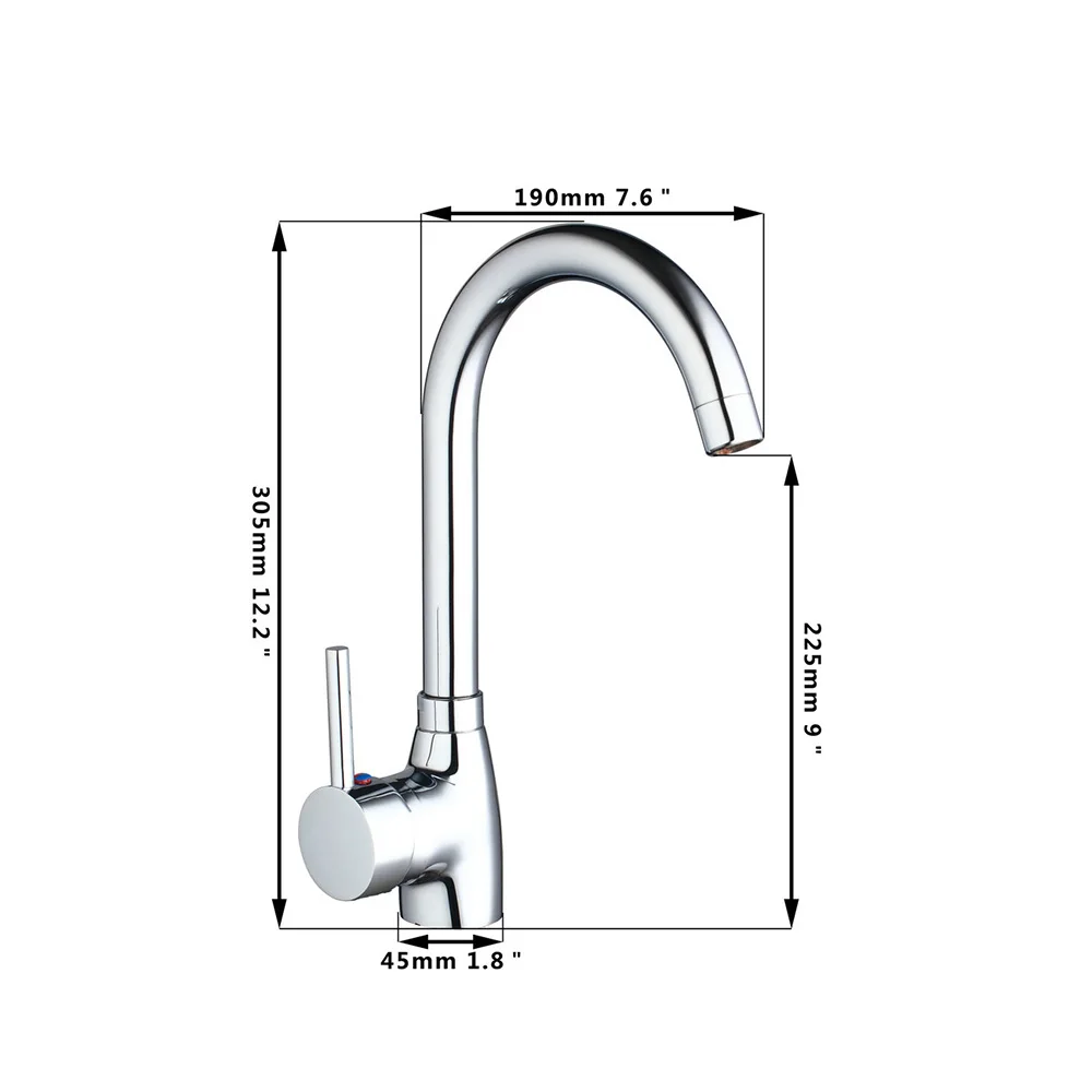 Torayvino Bathroom Simple basin tap Sumptuous Kitchen Faucet Chrome Polished Single Handle Single Hole Mixer Kitchen Faucet