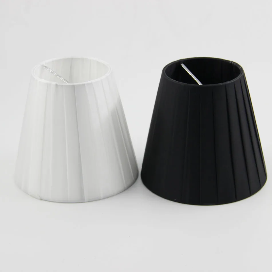 DIA 13cm/ 5.12 Inch Home Collection Chandelier Lamp Shade,White/Black Color,Side Pleat Fabric,Clip On