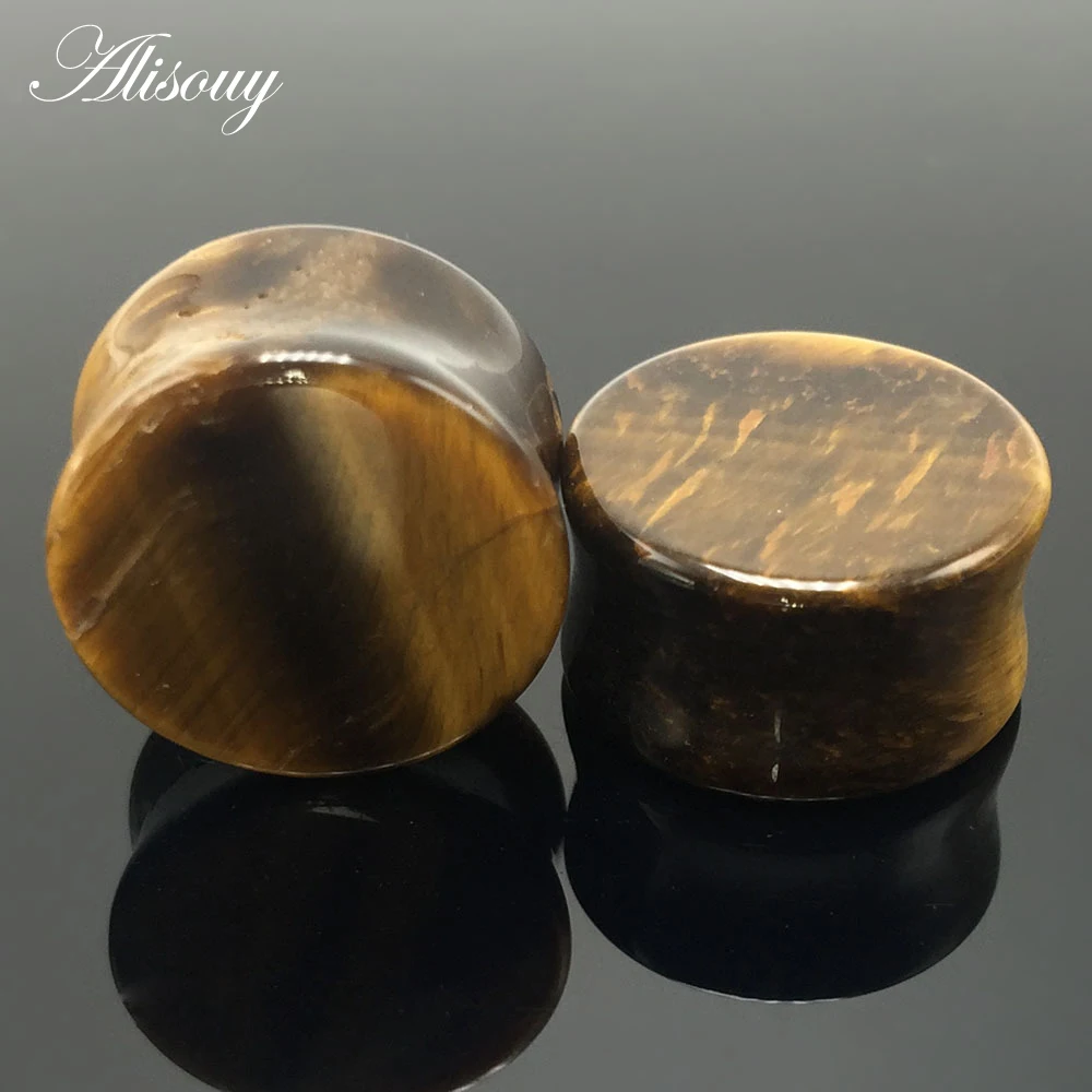 Alisouy 2 pieces Stone Flesh Tunnels Ear Plugs and Tunnels Tunnel Piercings Big Gauges Ear Piercing Plug Ear expansion 5mm-16mm