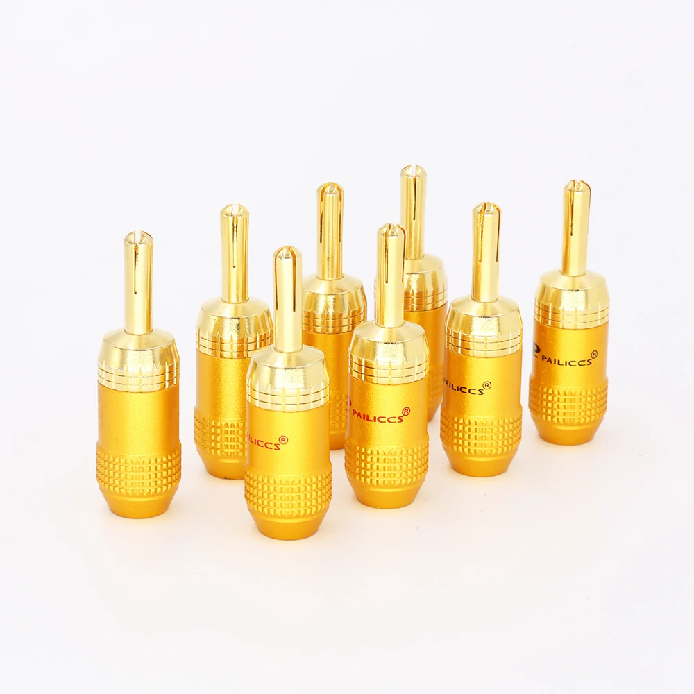 

8PCS Gold Plated 6.5mm Speaker wire banana plug 24k Gold Audio Banana Plug Connector