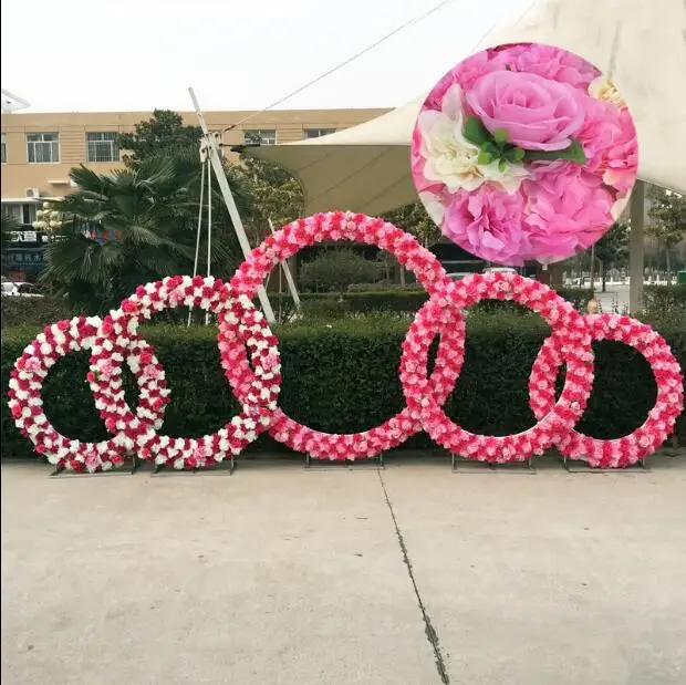 The new wedding wedding background decoration items, wrought iron ring ribbon bow door wedding, wrought iron ring circular arch