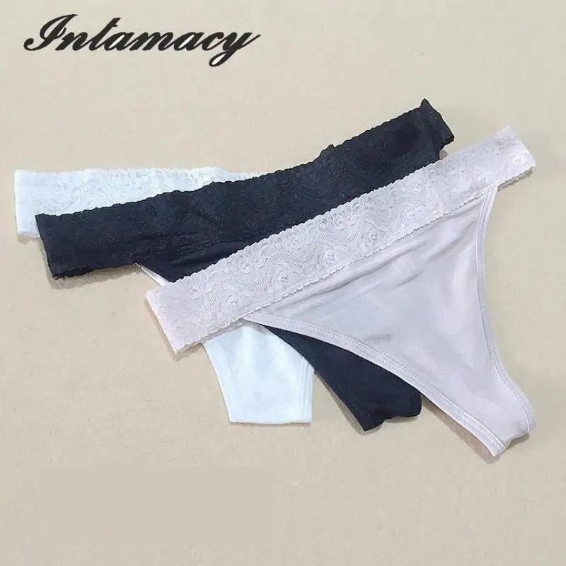 

Ladies Silk Thong Underwear 100% real Silk Lace Underwear Sexy Summer Low T Pants