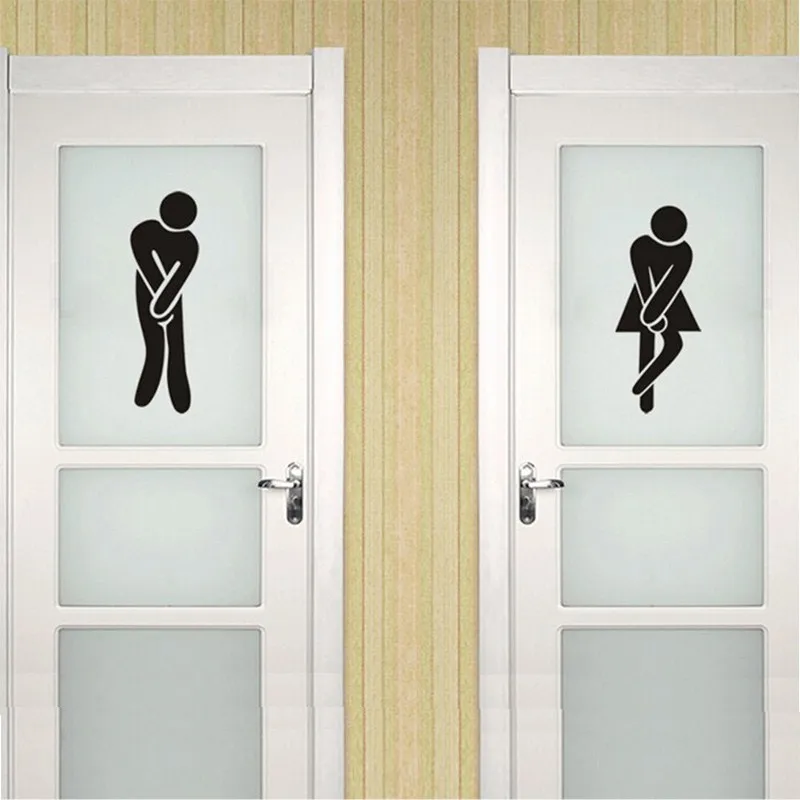 French Wall Stickers - Funny Toilet Entrance Sign Sticker For France Home Restaurant Toilette Decor