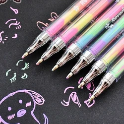 6 Pcs / Lot New Korean Stationery Cute Design Ink 6 Colors Highlighter Pen Marker Stationery Point Pen Colorful Writing Supplies