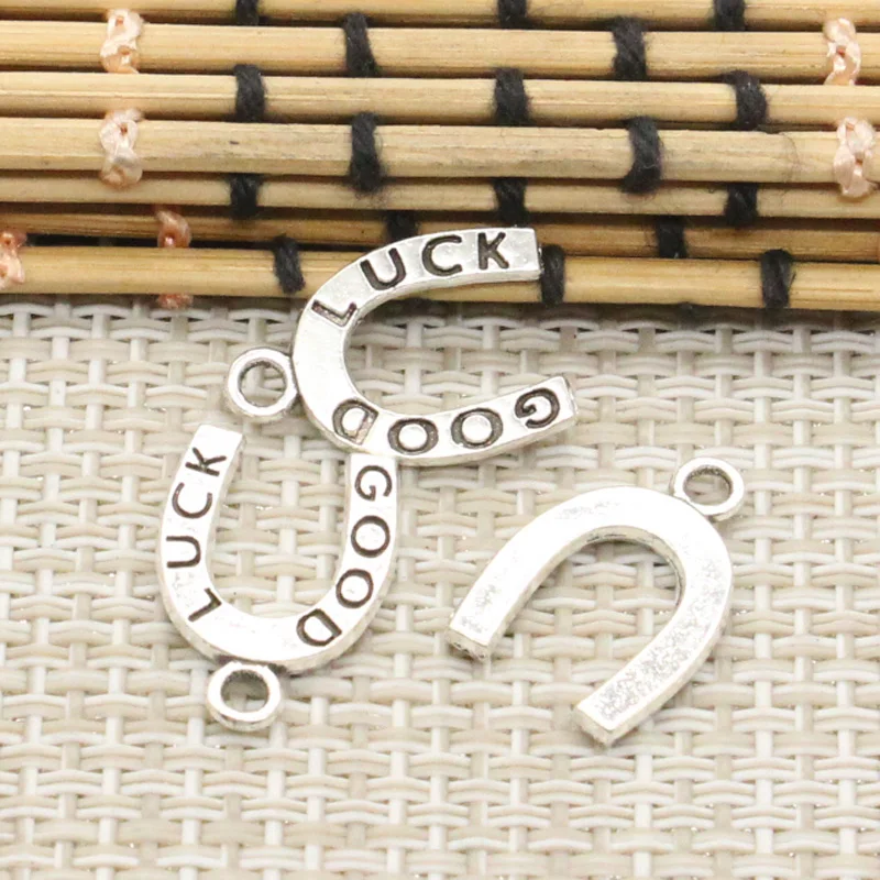 20pcs Charms Lucky Horseshoe Good Luck 17x12mm Tibetan Silver Color Pendants Antique Jewelry Making DIY Handmade Craft