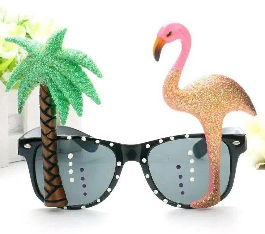 Hawaiian Flamingo Parrot Glasses Sunglasses Neon Tropical BeachBBQ Fancy Dress Hen Stage Party Props Summer Holiday eyewear hot