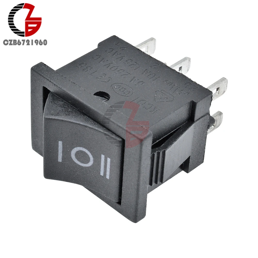 5PCS 6Pin DPDT ON-OFF-ON 3 Position Snap Boatlike Rocker Switch AC 6A/250V 10A/125V