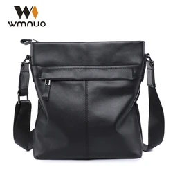 Wmnuo-bolsa de ombro de couro genuíno masculina, bolsa macia de couro, bolsa crossbody, alta qualidade, nova moda, 2023