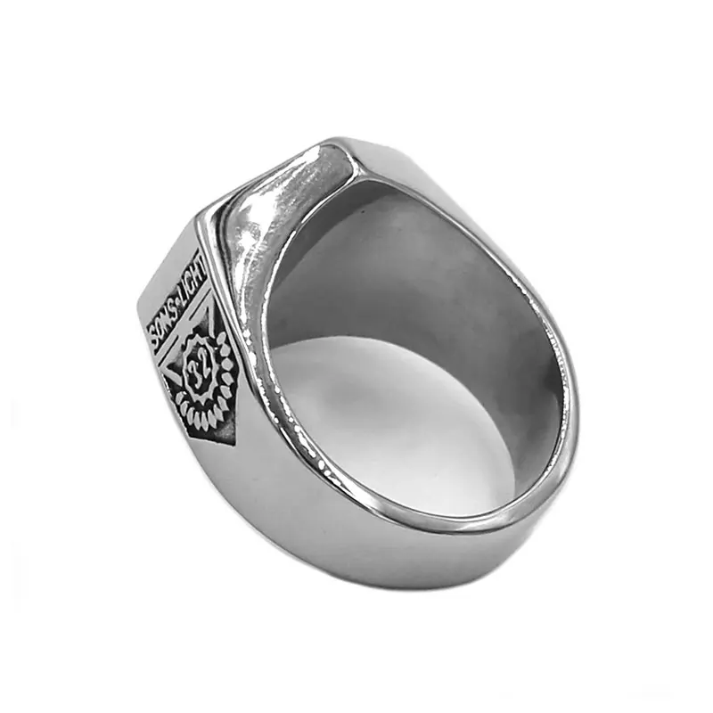 Illuminati Pyramid Eye Masonic Ring Stainless Steel Jewelry Sons Light Sun Moon Star Biker Mens Ring Wholesale 931B