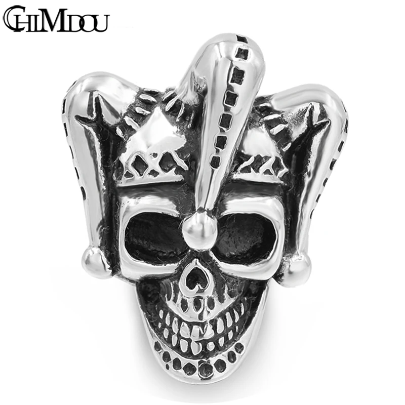 CHIMDOU 2017 Men's Stainless Steel Ring Halloween Party Gift Circus Clown Skull Rings Jewelry,AR434