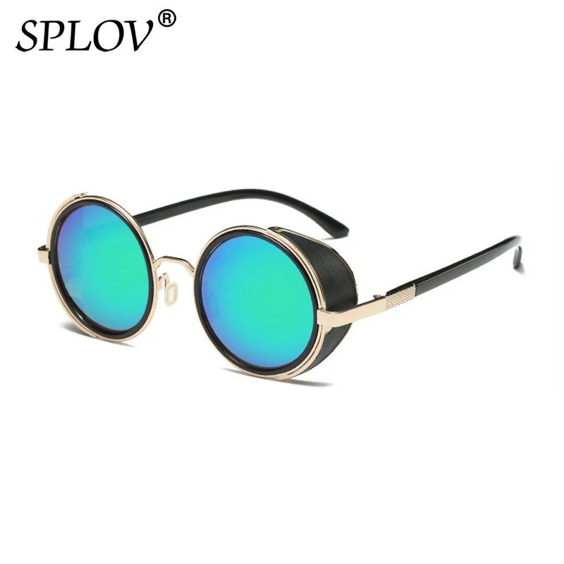 Lunettes de soleil Steampunk rétro pour hommes et femmes, rondes en métal ShiPublishSun, marque de créateur, lunettes de mode, lentille miroir UV400