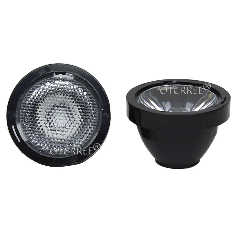 10-100PCS 23.5mm  LED Lens 15 30 45 60 Degree Black White Holder For  XPPE XPG XTE Or 3535 3030 High Power LED Light