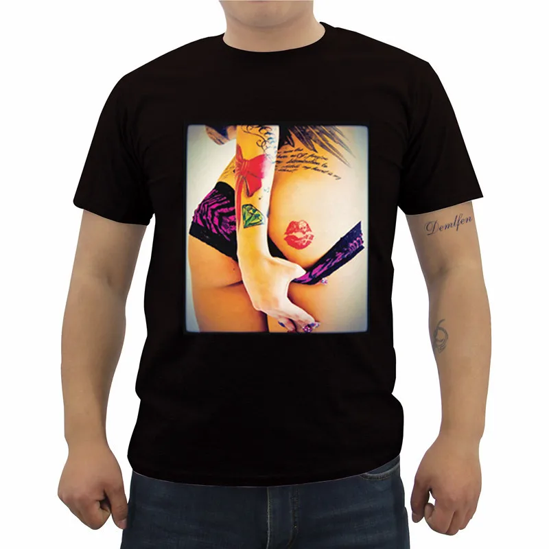 New Lips Inked Girl Tattoo Icon Hot Punk Rock Sexy Art Gift Party Men T-shirt Male Short Sleeve  Print Summer T Shirt