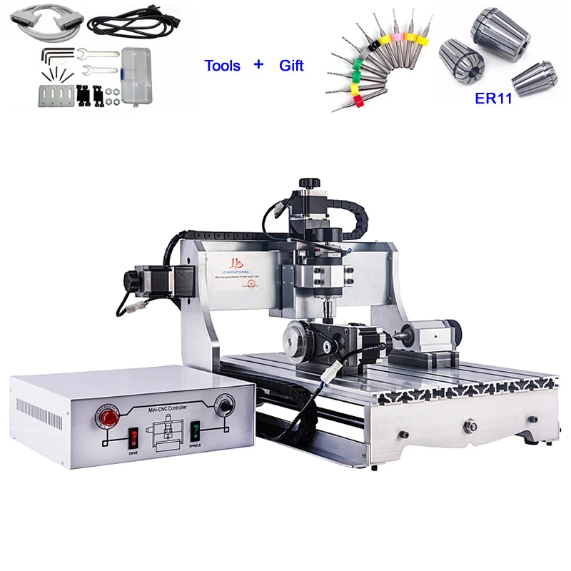 

4-осевой мини фрезерный станок с ЧПУ 3040 фрезерный станок по дереву гравер 4030 с мотором шпинделя 300 Вт