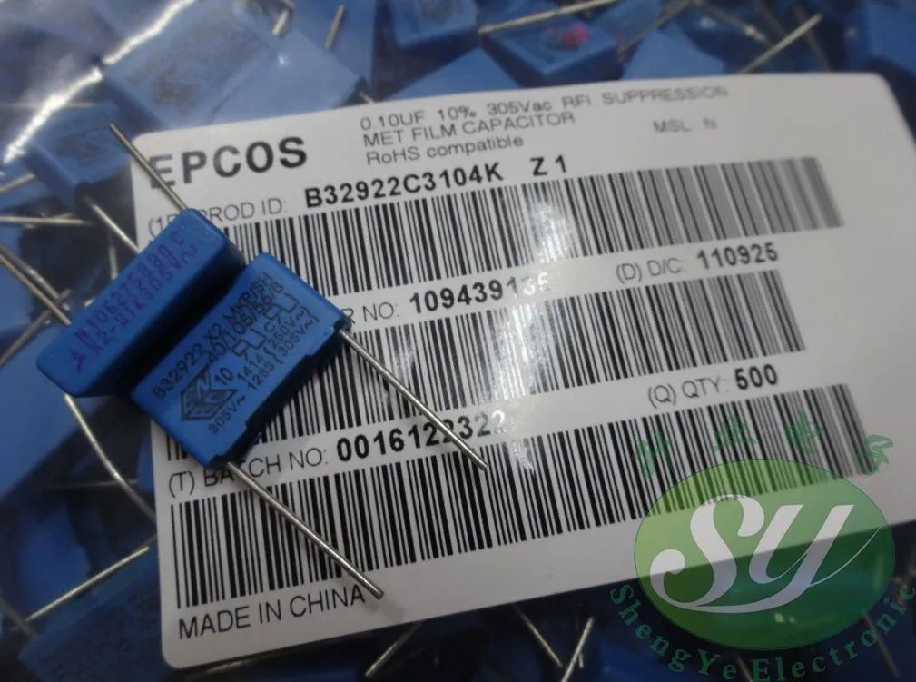 Лидер продаж 2019 года, 10 шт./30 шт. Epcos EPCOS 0,1 мкФ/305 В переменного тока 100nf u1 104 новый длинный пленочный конденсатор 15 мм, бесплатная доставка