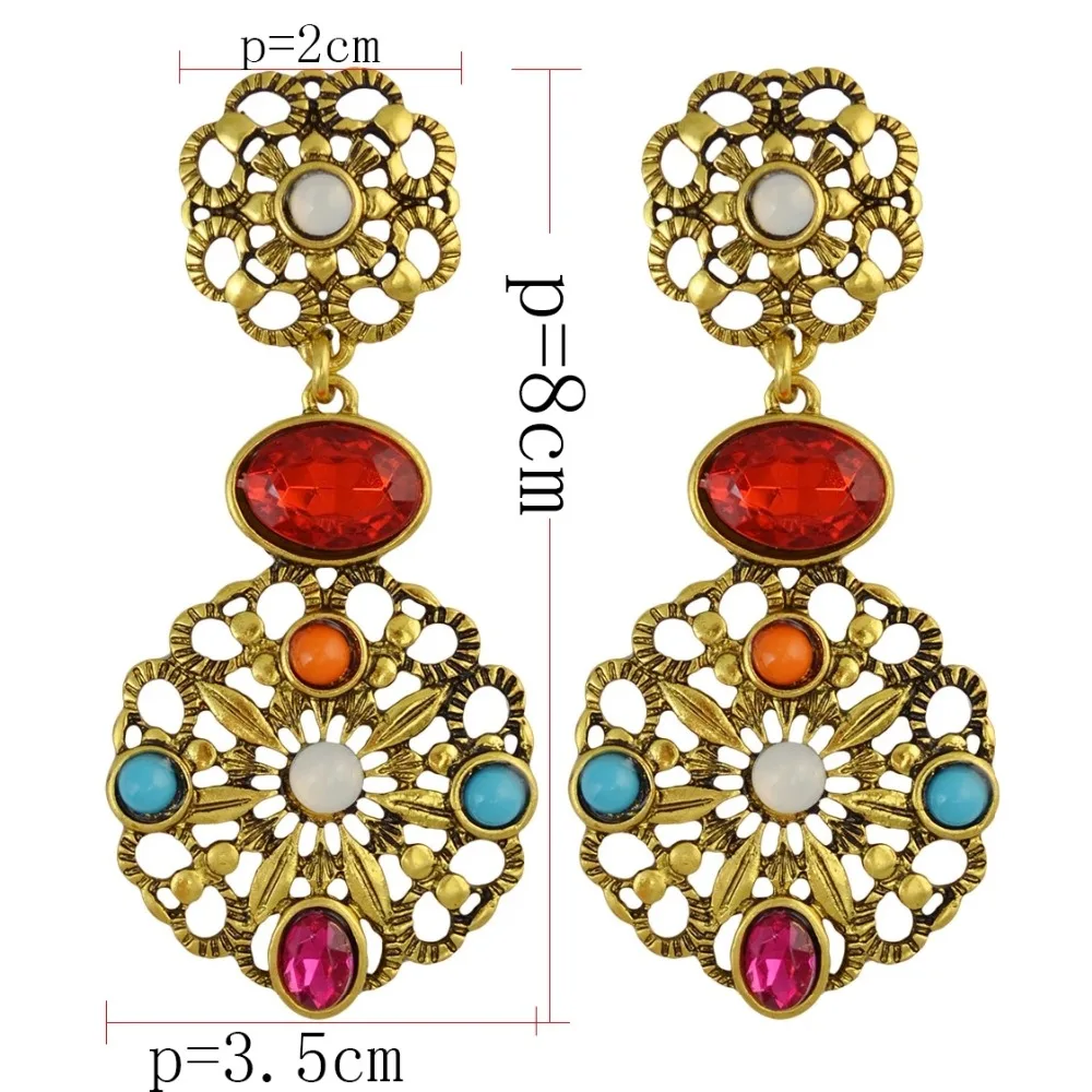 Africa Egypt Bohemian Ethnic Vintage Indian Earrings For Women Gypsy Jewelry Rhinestone Gold Metal Long Drop Earrings Pendientes