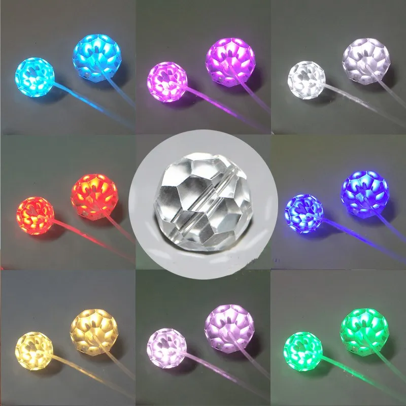 200pcs 16MM pineapple LED Fiber optic crystal Bead End glow Fiber optic cable light Glitter PMMA ending Decor Ceiling Lighting