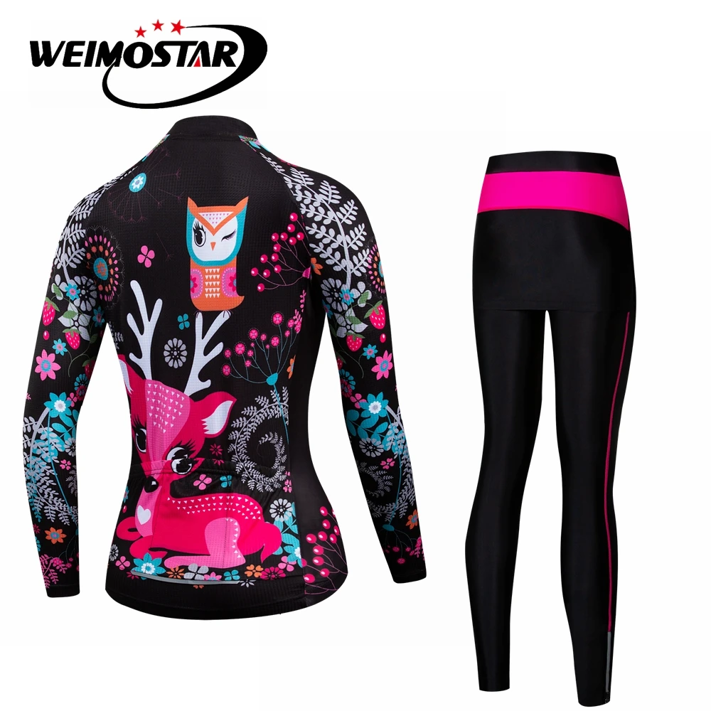 Pink MTB Bike Jersey pants set Women Cycling jersey Suit  bicycle Top Bottom Mountain road long sleeve blouse Butterfly fall red