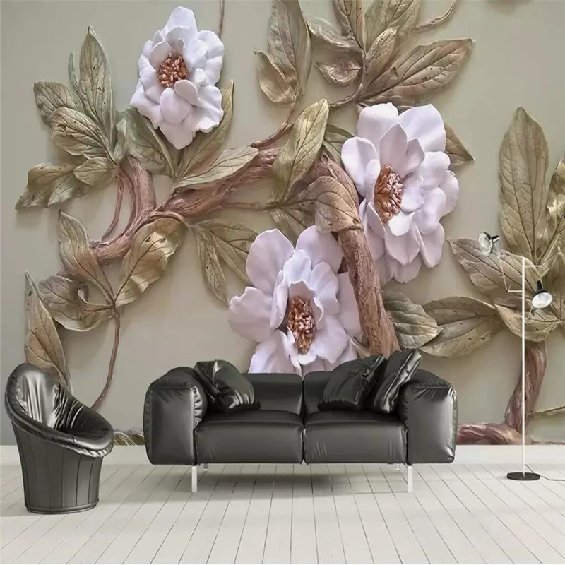 

beibehang Custom photo wallpaper mural 3D embossed flower tree TV sofa background wall decorative painting papel de parede