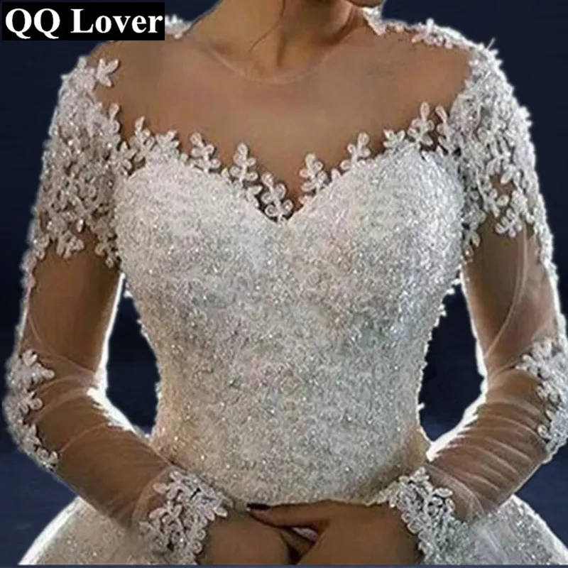 

The Latest Skin Color Illusion Wedding Dress 2023 Long Sleeves Lace Vestido De Noiva Bride Gown Plus Size Wedding Dresses