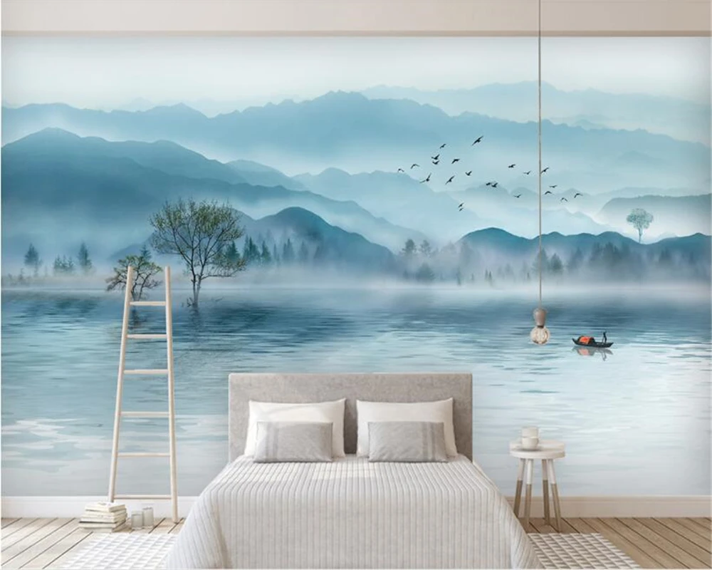 Custom wallpaper mural luxury atmosphere mood ink landscape painting TV sofa background wall 3d wallpaper papier peint