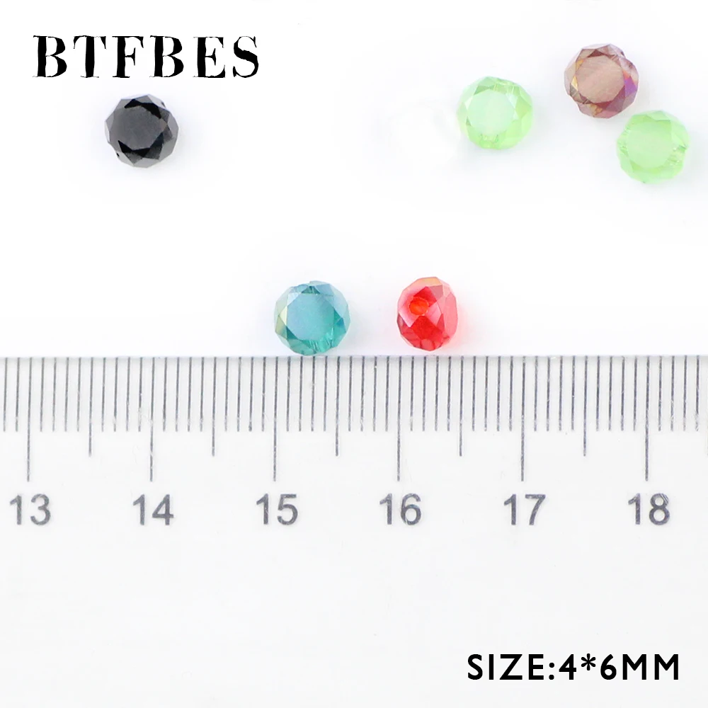 BTFBES Bread Shape Czech Crystal Interval Ball 50pcs4*6mm Austrian Matte Glass Flat Round Loose Bead For Jewelry Making Bracelet