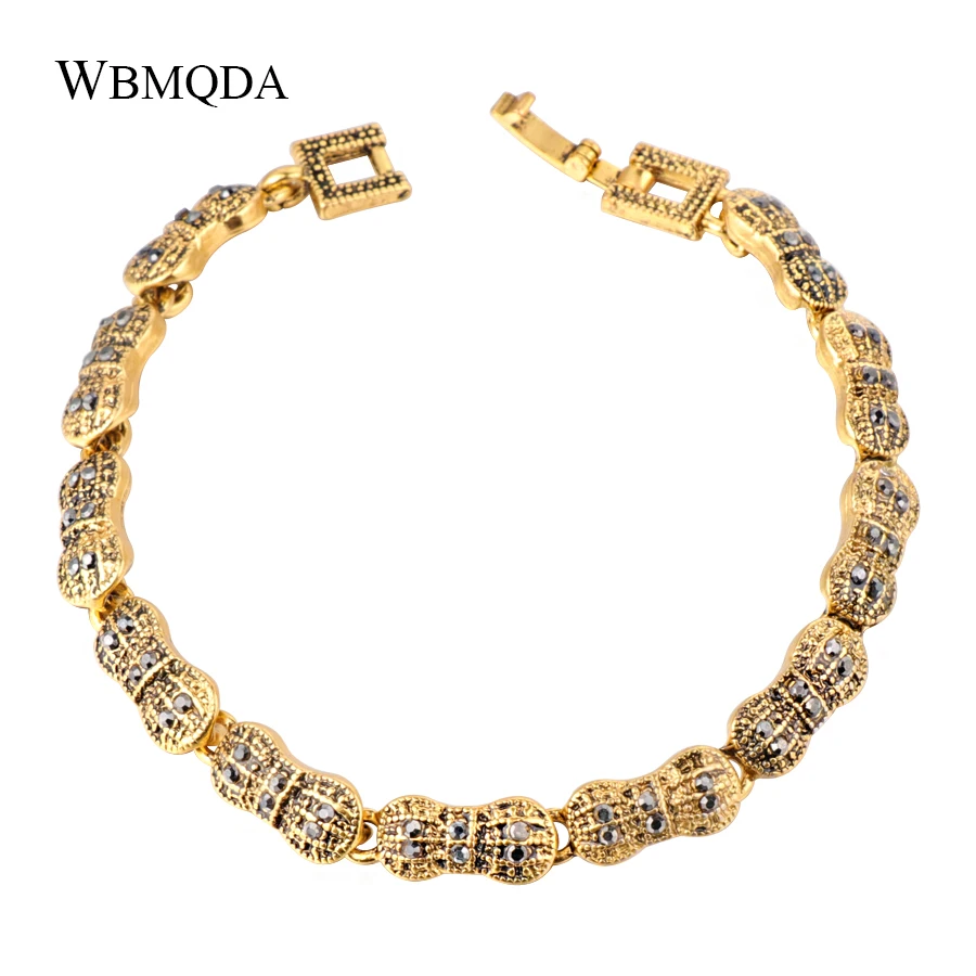 WBMQDA Womans Ancient Gold Color Bracelet Bohemian Holiday Jewelry Bracelets For Women Bracelet Femme Pulseras Mujer